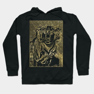 Vintage gold Roaring tiger on tribal texture Hoodie